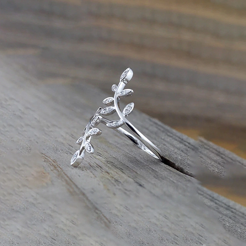  Manufacturer's source open adjustable ring leaf leaf ring female horse eye niche design super hot style