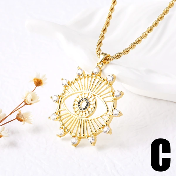 AS jewelry European and American fashion hot selling copper plated real gold eye tree of life pendant necklace clavicle chain nks90