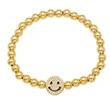 Clearance 18K gold plated colored zircon smiley round bead bracelet for women European and American niche design bracelet brg87