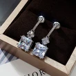 New earrings 8*8mm rock sugar zircon tassel earrings for women with round face and slimming earrings