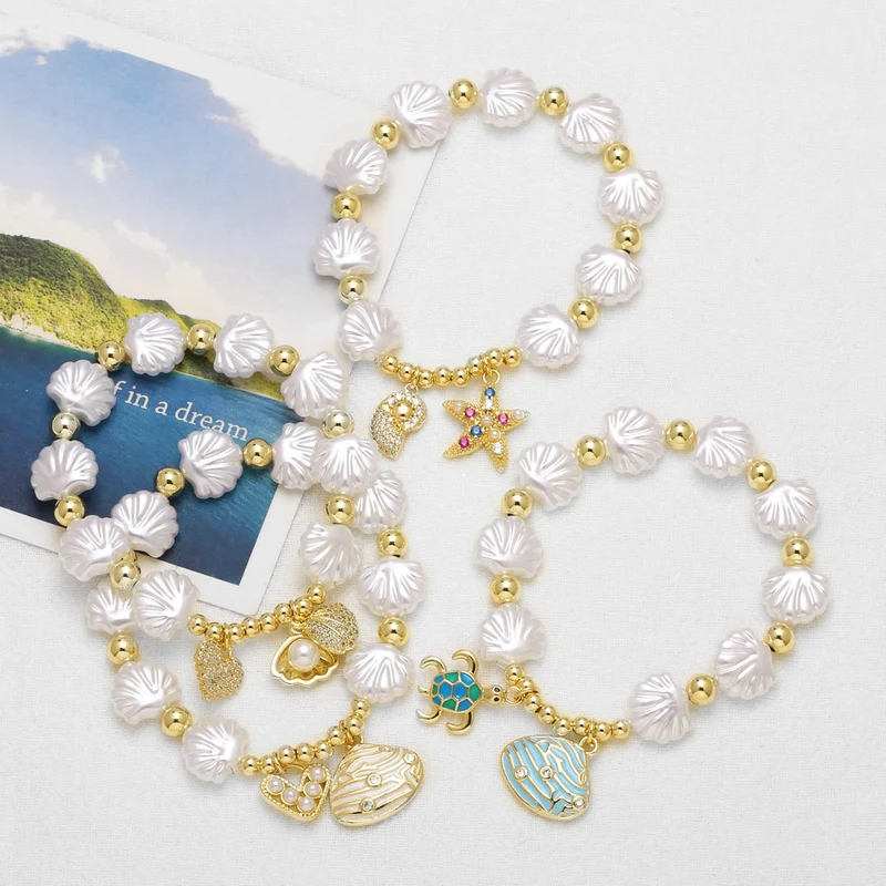 AS European and American new fashion high-end shell ocean style turtle love pendant bracelet female brh95