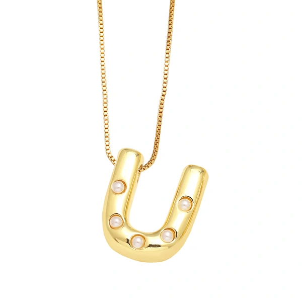 AS jewelry European and American 26 English letters pendant necklace female pearl gold-plated clavicle chain nka058