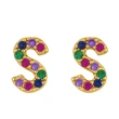 New European and American fashion 26 letters earrings original personality inlaid with colored zircon letter earrings erw62