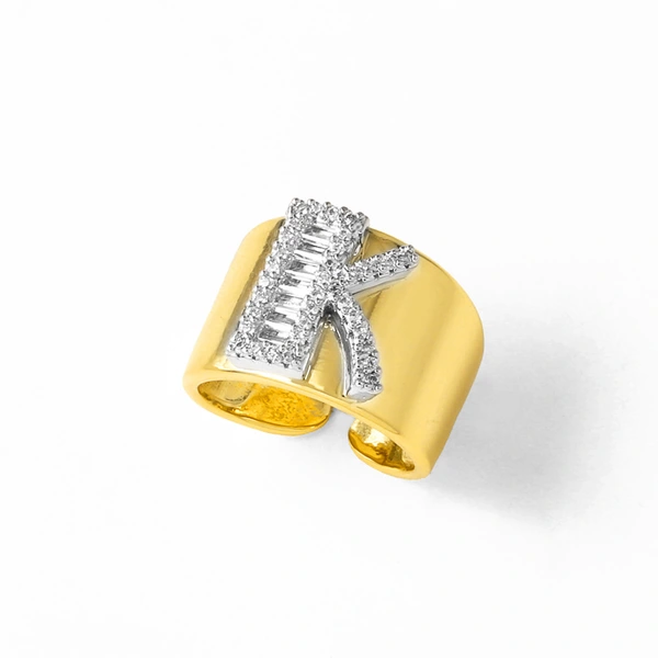AS jewelry European and American hot-selling gold-plated glossy white K26 English letter ring ring rir75 ring