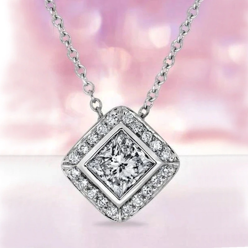 South Korea Dongdaemun new elegant diamond zircon pendant necklace for women full of diamonds popular clavicle chain for women