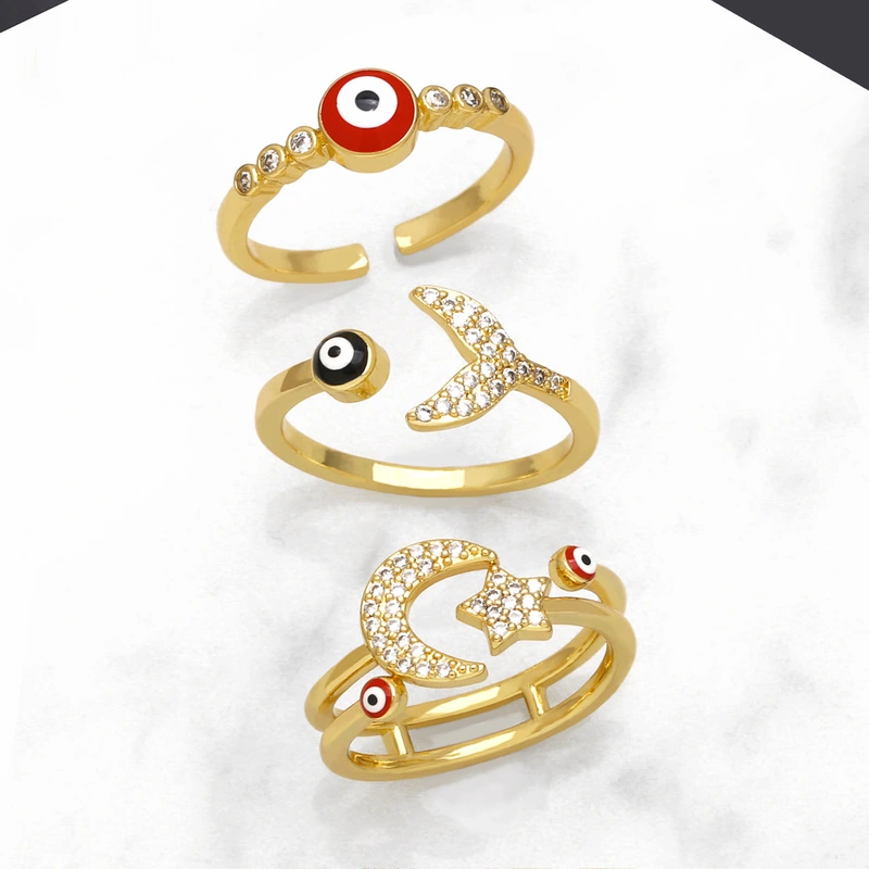 Clearance Europe and the United States hot selling simple devil eye ring bracelet star moon open ring rim05
