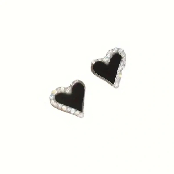   Hot selling daily wear earrings for women with heart-shaped painted oil jewelry micro-inlaid zircon earrings