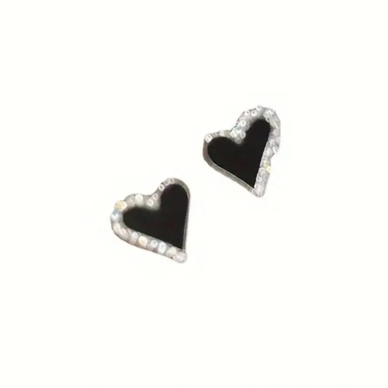   Hot selling daily wear earrings for women with heart-shaped painted oil jewelry micro-inlaid zircon earrings
