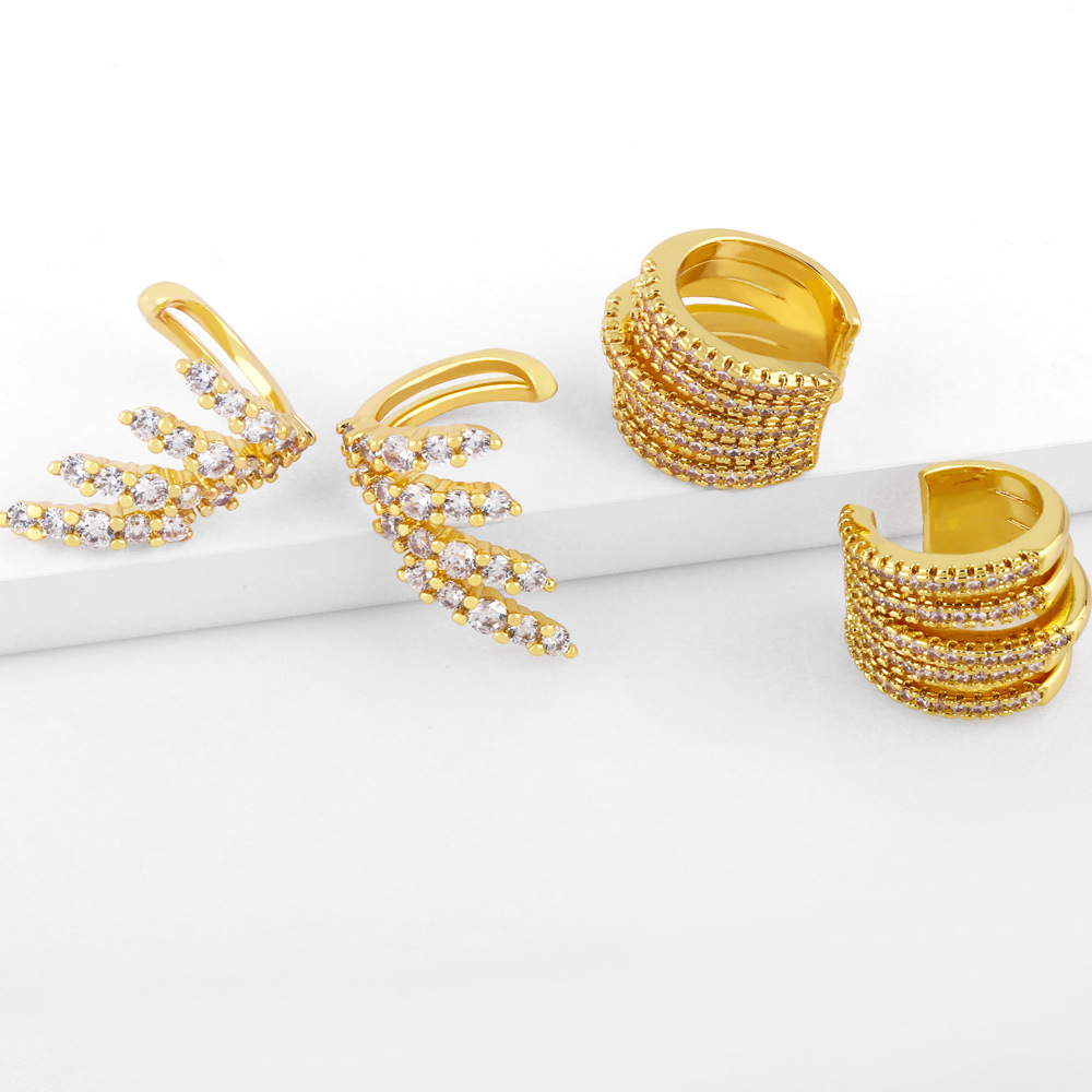 Super flash diamond ear angel wings ear clip earrings fairy simple personality versatile C-shaped earrings wholesale erz14