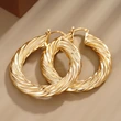 Live broadcast hot-selling ear clips spiral texture large hoop earrings metallic luster style jewelry