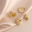 Hot selling C-shaped earrings, niche design, high-end full diamond pearl earrings wholesale erw30