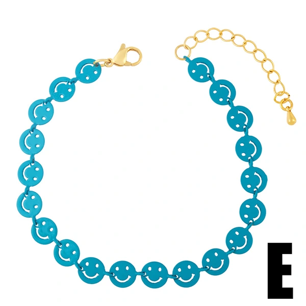 Clearance 2024 multi-color smiley face bracelet niche design simple bohemian style couple bracelet female brd86