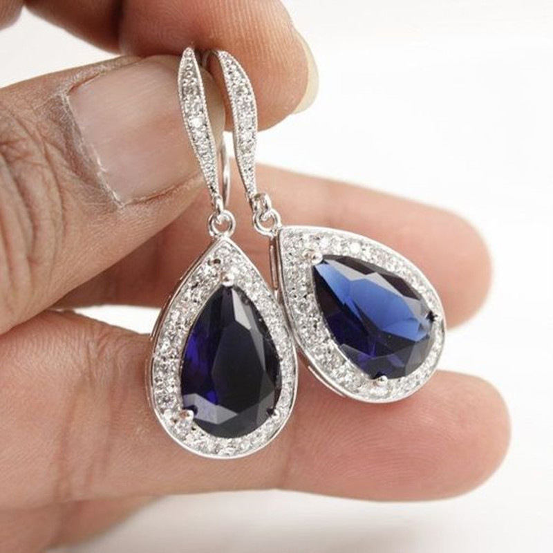 European and American luxury retro hot selling earrings sapphire tanzanite zircon earrings
