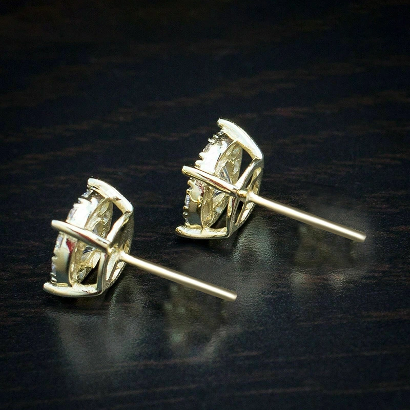 Fully inlaid zircon earrings popular hip-hop four-claw round earrings simple commuting all-match female earrings