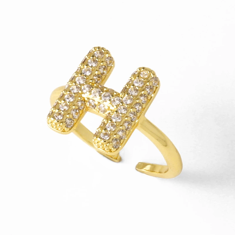 AS jewelry hot item inlaid with zircon 26 English letters open ring female rij23