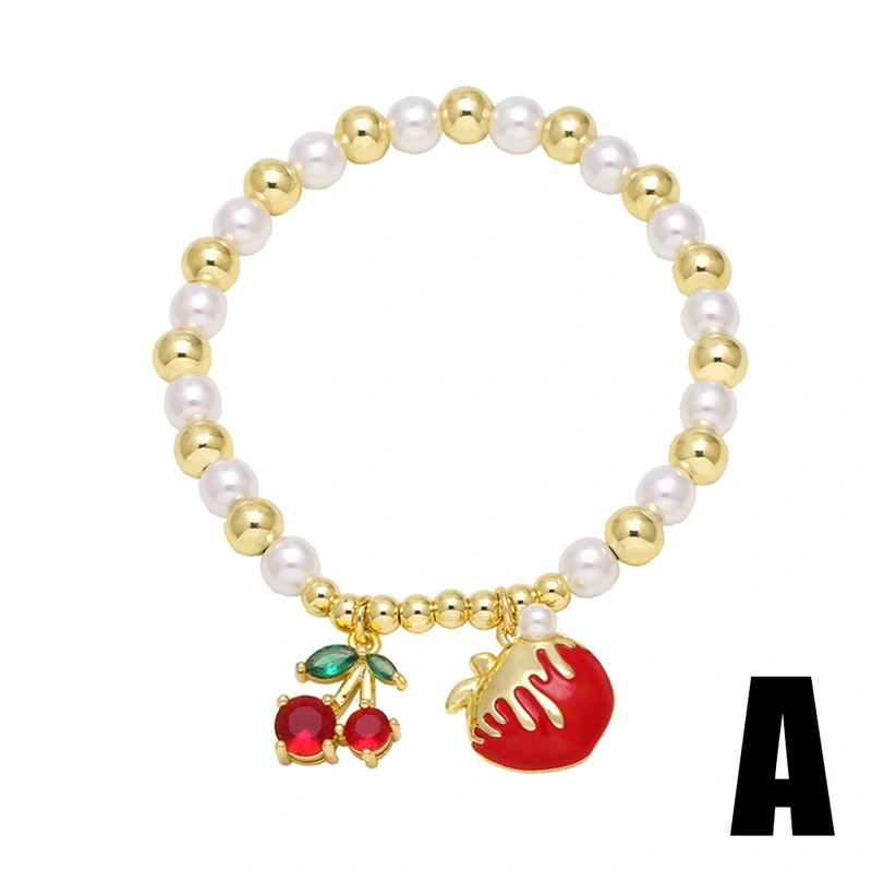 AS jewelry European and American new fruit cherry grape pendant bracelet pearl gold-plated bracelet hand jewelry brm75