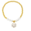 Clearance colored zircon flower beaded pearl bracelet female European and American summer niche design hand jewelry brh86