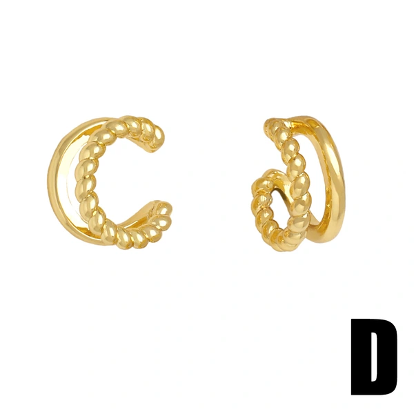 AS jewelry geometric earrings female copper plated 18k gold inlaid zircon ear clip earrings erw26