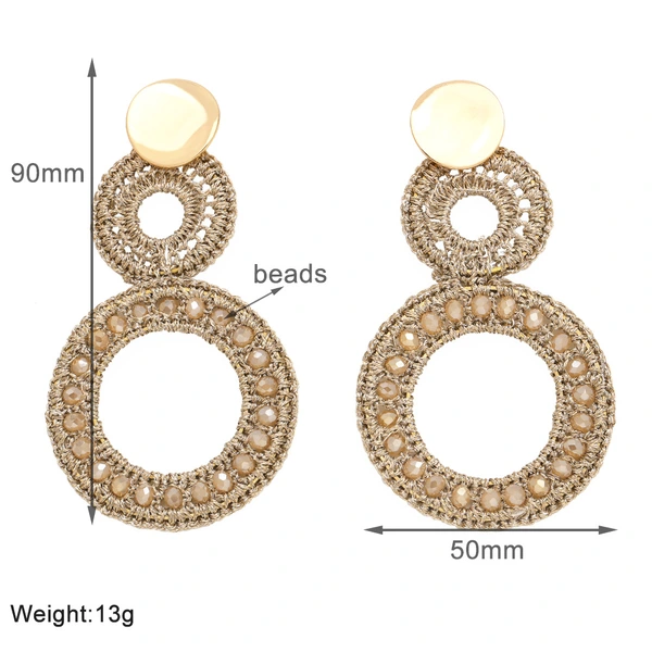 Rice bead woven earrings for women European and American jewelry INS style retro high-end earrings wholesale err78