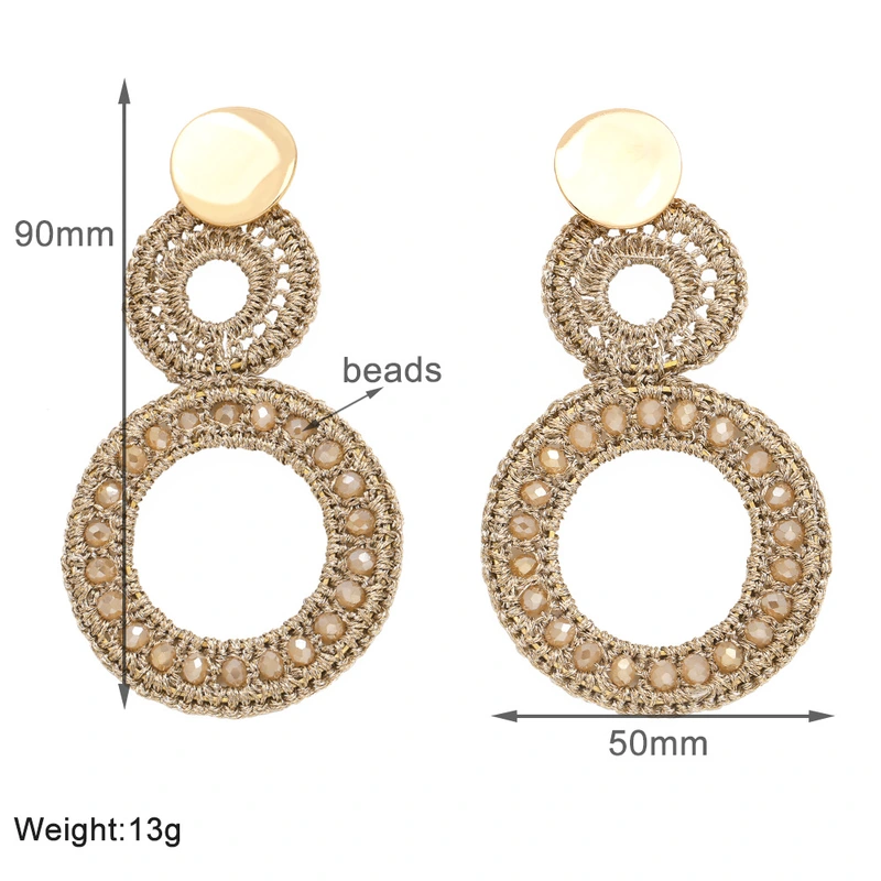 Rice bead woven earrings for women European and American jewelry INS style retro high-end earrings wholesale err78
