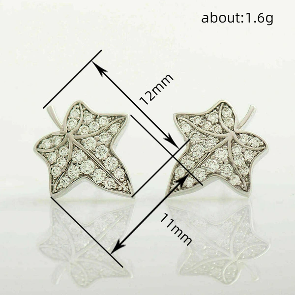  Exquisite maple leaf zircon earrings 2024 new hot style earrings temperament niche design earrings for women