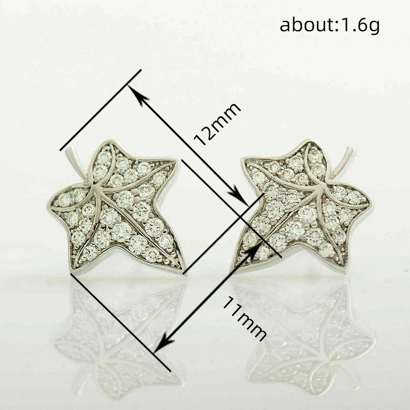  Exquisite maple leaf zircon earrings 2024 new hot style earrings temperament niche design earrings for women