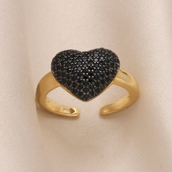 Clearance European and American inlaid colored zircon love ring female personality all-match gold-plated open ring rin14