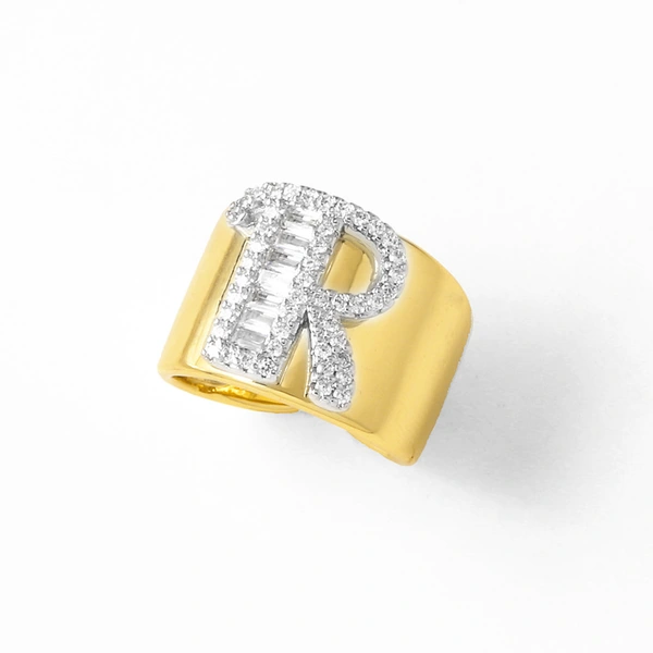 AS jewelry European and American hot-selling gold-plated glossy white K26 English letter ring ring rir75 ring