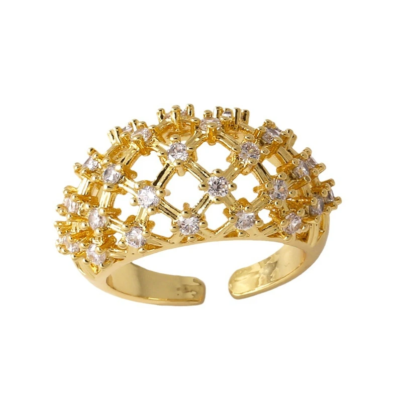 AS jewelry European and American colored zircon love ring gold-plated high-grade irregular open ring rim72