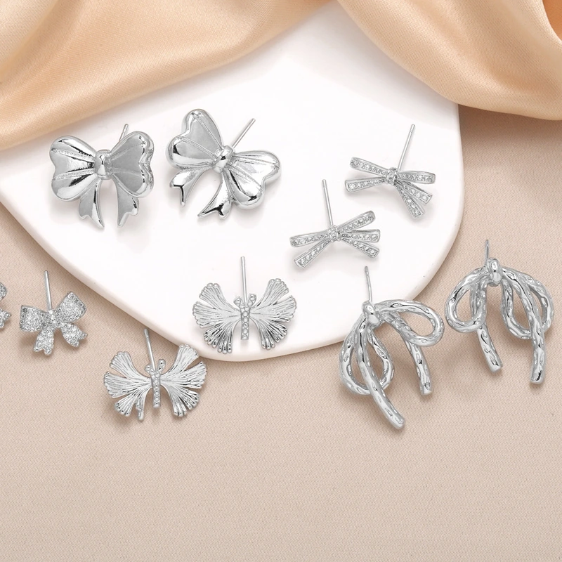 AS jewelry studs source hot selling bow earrings female gold-plated zircon earrings earrings erz30