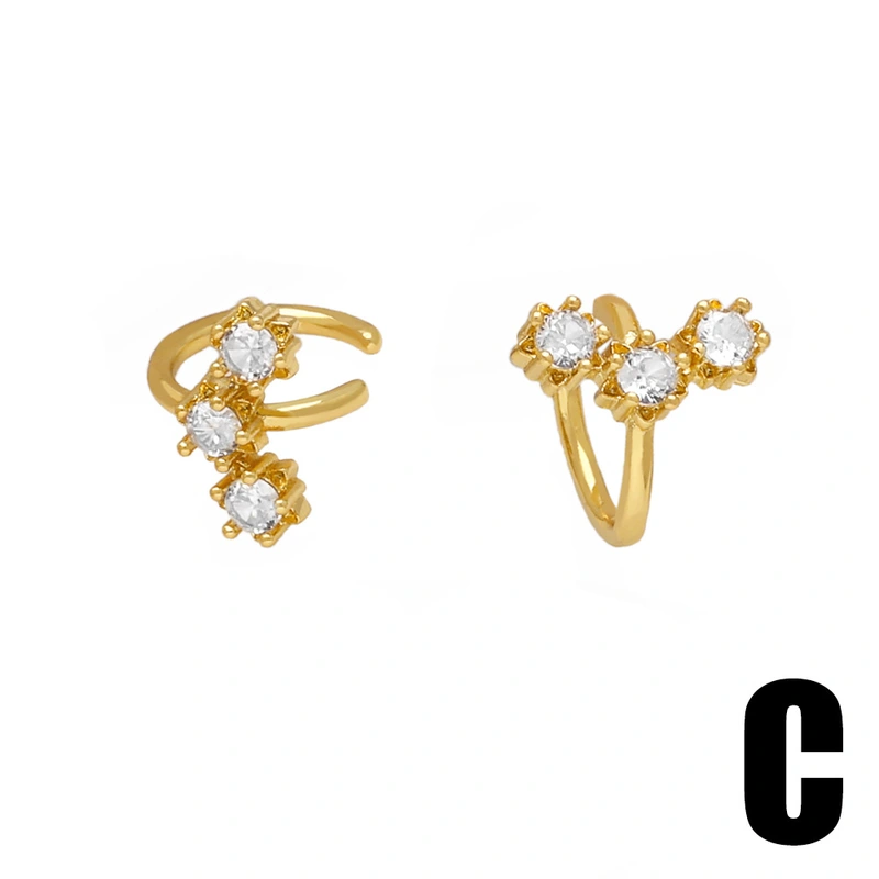 Hot selling zircon ear bone clip earrings niche light luxury gold-plated flower ear clip earrings era082