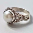   Hot selling white copper fantasy ring female pearl baroque exquisite ring elegant retro exquisite style