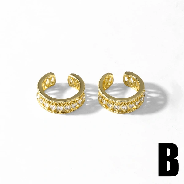 Jewelry hot selling copper plated 18k gold pearl inlaid zircon ear bone clip earrings earrings era343 earrings