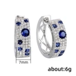 Korean blue and white diamond earrings, round micro-inlaid zircon, exquisite ear clips, popular online live broadcast, all-match earrings