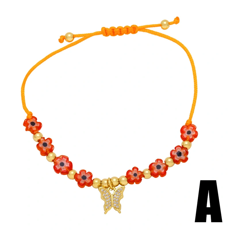 Clearance hot sale retro candy color glass flower bracelet net celebrity fashion rainbow bracelet female brj84