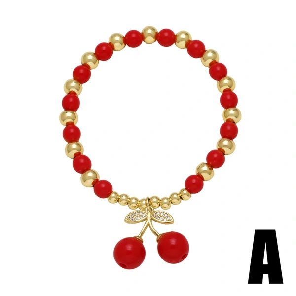 AS jewelry new hot selling fruit cherry pendant bracelet beaded hand jewelry bre44 bracelet