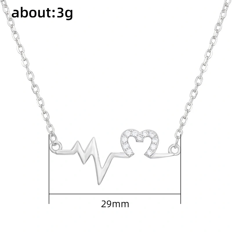 Hollow love necklace for women, creative electrocardiogram clavicle necklace, trendy internet celebrity heartbeat necklace, hot sale