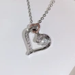 Jewelry Creative Hollow Double Heart Zircon Necklace Copper Plated Two-Color Fashion Heart-Shaped Pendant Women's Necklace
