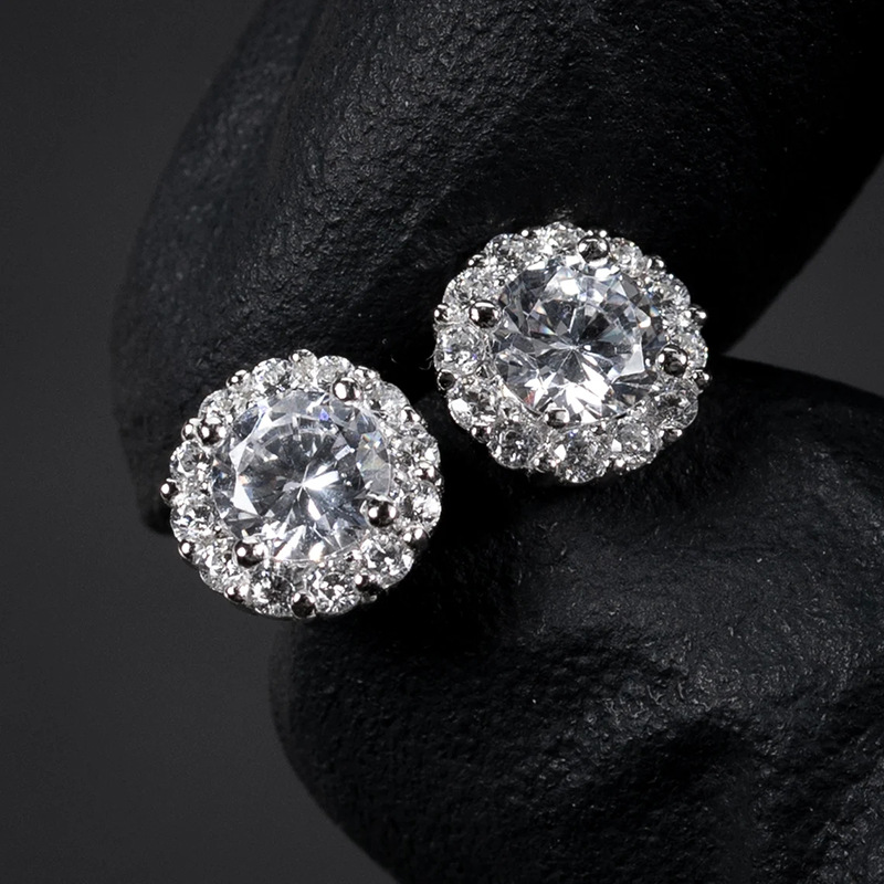 European and American round zircon earrings neutral fashion simple earrings popular design minimalist style
