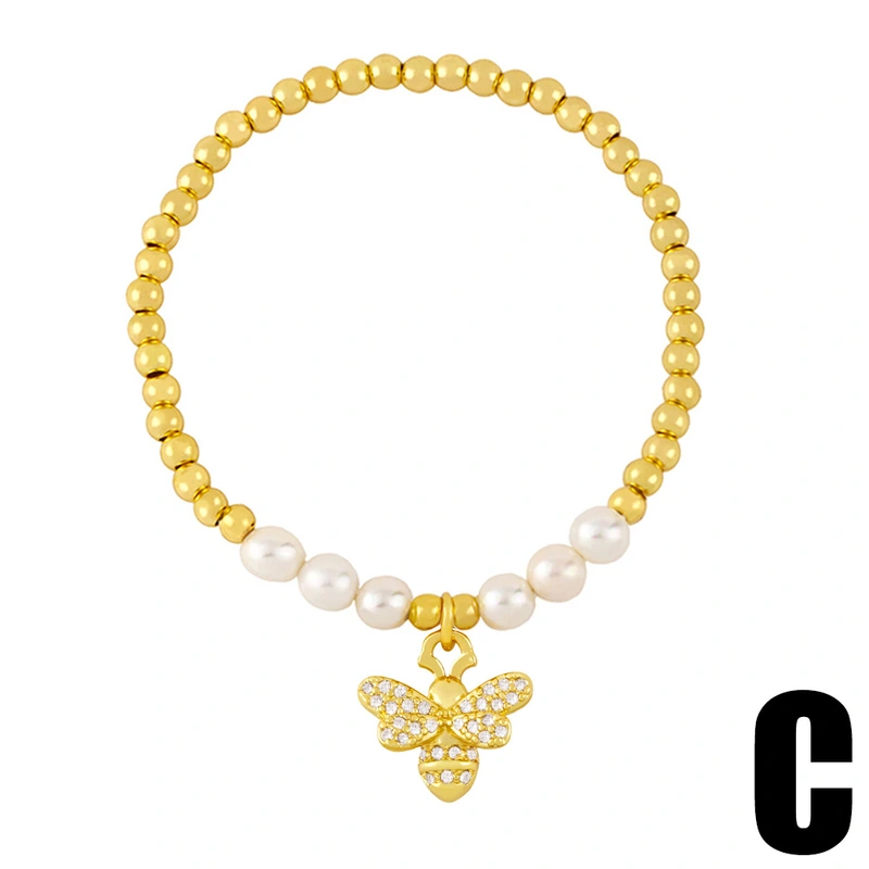 European and American new pearl bee bracelet female niche design love tree of life insect stretch bracelet bre54