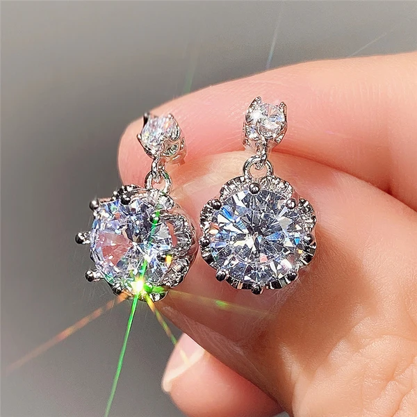 New earrings fashion trend sparkling diamond zircon earrings female temperament flower earring accessories
