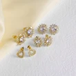 AS jewelry micro-inlaid zircon earrings copper plated 18k gold love heart earrings earrings female ery08