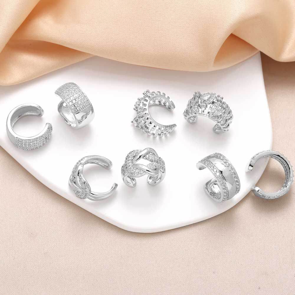 AS jewelry European and American C-shaped earrings ear clip copper plated 18k gold inlaid zircon ear bone clip earrings era121