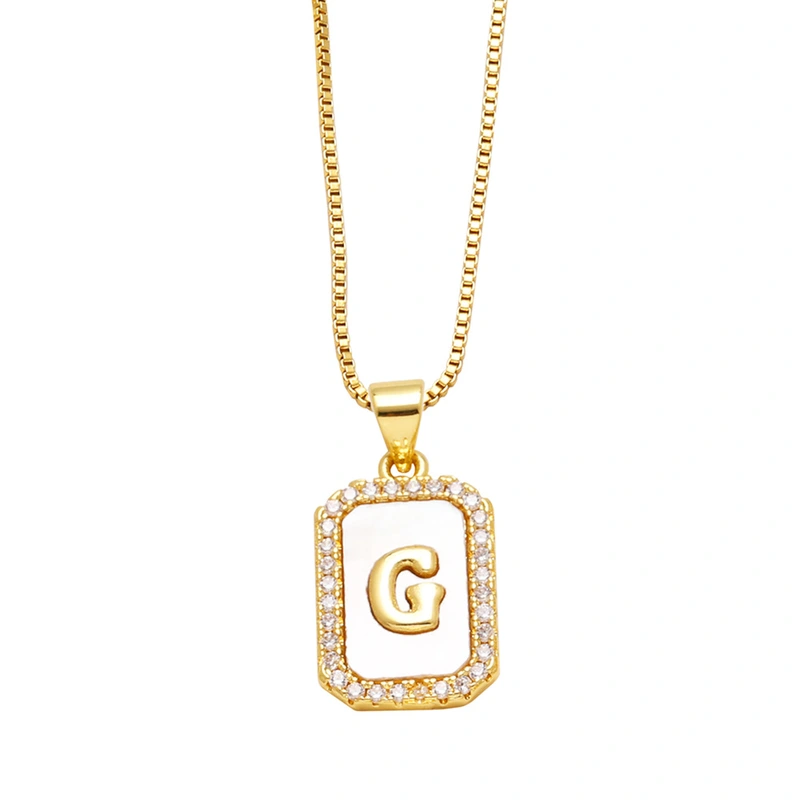 AS jewelry European and American new shell cube 26 English letters necklace clavicle chain female nkb581