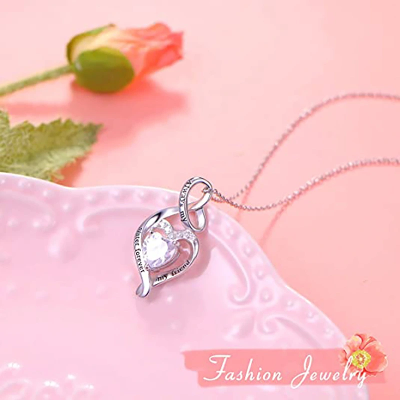  European and American fashion heart-shaped necklace forever good friend gift jewelry love wrapped zircon necklace