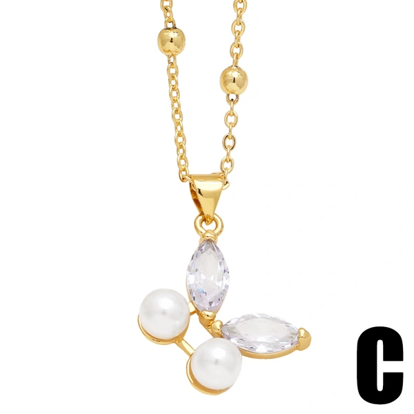 European and American jewelry temperament pearl butterfly necklace personality bee clavicle chain versatile necklace wholesale nkn03