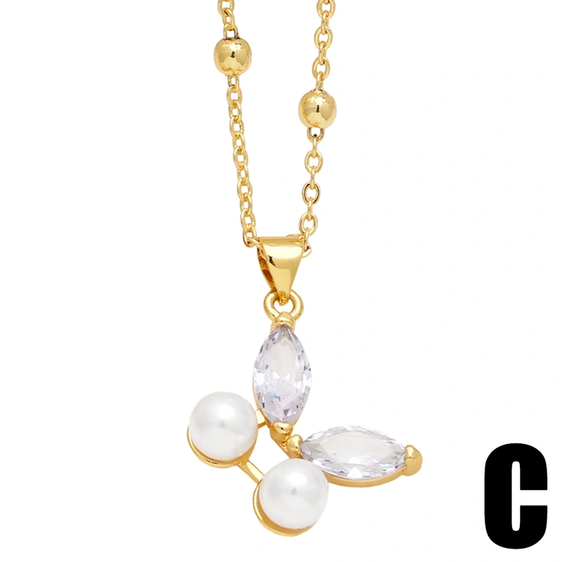 European and American jewelry temperament pearl butterfly necklace personality bee clavicle chain versatile necklace wholesale nkn03