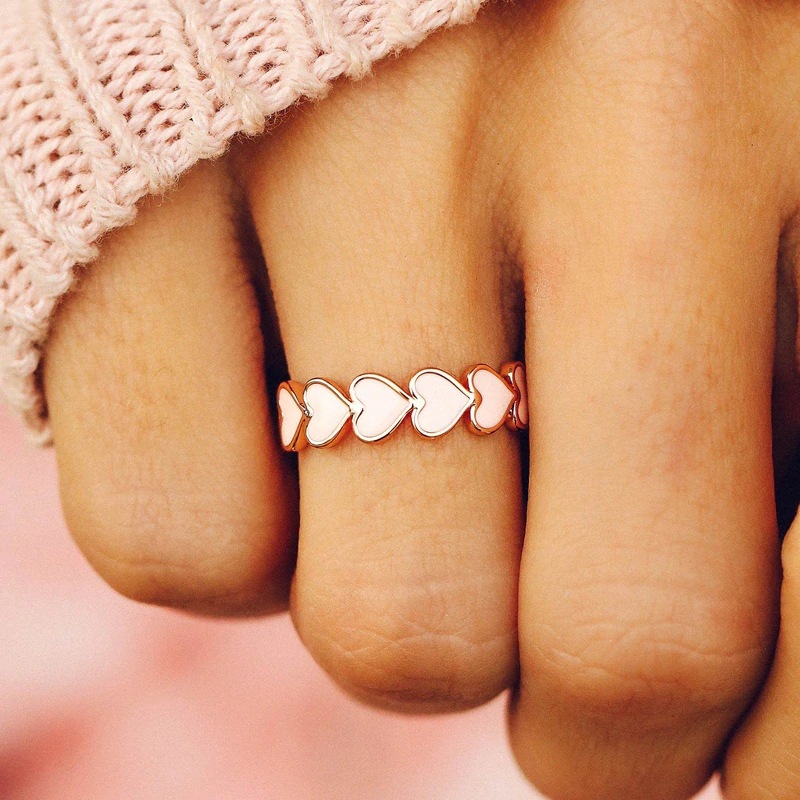New simple pink heart-to-heart ring female Valentine's Day gift accessories