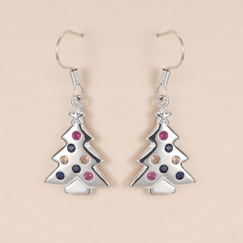  Christmas tree colorful earrings for women micro inlaid popular Christmas holiday earrings super hot fashion jewelry
