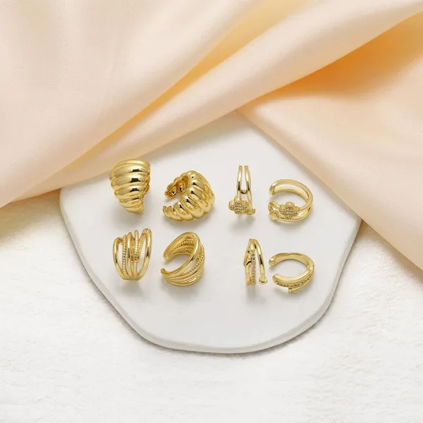 AS jewelry new multi-layer C-shaped earrings female copper plated 18k gold polished ear clip earrings era281